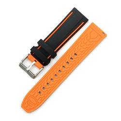 PLACKE 20mm 22 mm 24 mm Silikon Sportgurt Doppelfarbe Schnellfreisetzungen wasserdichte Männer Gummi -Ersatzgürtelbandzubehör Accessoires (Color : Black orange, Size : 20mm) von PLACKE