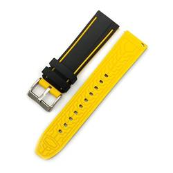 PLACKE 20mm 22 mm 24 mm Silikon Sportgurt Doppelfarbe Schnellfreisetzungen wasserdichte Männer Gummi -Ersatzgürtelbandzubehör Accessoires (Color : Black yellow, Size : 24mm) von PLACKE