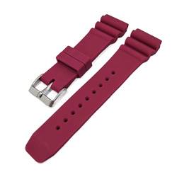 PLACKE 22mm Diving Watchband Gummi -Armband Bandband Gurt wasserdichte Männer Männer Ersatz schwarz Schnalle Uhrzubehör (Color : Wine red-S, Size : 22mm) von PLACKE