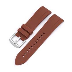 PLACKE 22mm Silikonuhr -Gurt Männer füllen wasserdichte Diving Gummi -Handgelenk Armband Band Fit for Huawei Fit for Samsung Fit for Seiko Fit for Omega (Color : Brown Silver, Size : 22mm) von PLACKE