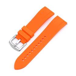 PLACKE 22mm Silikonuhr -Gurt Männer füllen wasserdichte Diving Gummi -Handgelenk Armband Band Fit for Huawei Fit for Samsung Fit for Seiko Fit for Omega (Color : Orange Silver, Size : 22mm) von PLACKE