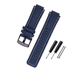 PLACKE 24 * 16mm Uhrengurt for Timex geeignet T2N720 T2N721 TW2T76500 6300 6400 Serie Nylon+ Leder Ersatz Uhrenarmband for Männer Frauen (Color : Blue-black buckle) von PLACKE