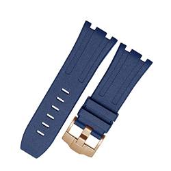 PLACKE 28mm schwarz blau 15703 Nature Fluororubber Uhrenband Männer Watch -Gurtband for AP15703 Beobachten Sie Audemars Belt (Color : Blur-rosegold, Size : 28MM_FOR AP15703) von PLACKE