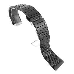 PLACKE Edelstahl -Uhren -Band -Gurt Schwarz Roségold Ersatz Metall Uhrenband Armband 17 18 20 mm 21mm 22mm Mann Luxusgurt (Color : Black, Size : 18mm) von PLACKE