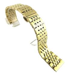 PLACKE Edelstahl -Uhren -Band -Gurt Schwarz Roségold Ersatz Metall Uhrenband Armband 17 18 20 mm 21mm 22mm Mann Luxusgurt (Color : Gold, Size : 17mm) von PLACKE