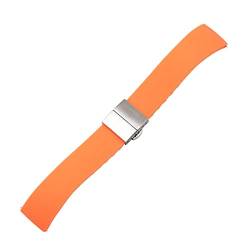 PLACKE Gummi -Träger Schmetterling Schnallen Armbandbandband Accessoires 14mm 16mm 18 mm 20 mm 22 mm Schnellveröffentlichungswache for Männer Uhr (Color : Orange, Size : 24mm) von PLACKE