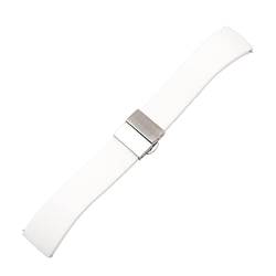 PLACKE Gummi -Träger Schmetterling Schnallen Armbandbandband Accessoires 14mm 16mm 18 mm 20 mm 22 mm Schnellveröffentlichungswache for Männer Uhr (Color : White, Size : 16mm) von PLACKE