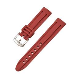 PLACKE Gummi -Uhr -Gurtgürtel Schwarz weiß rosa Diving Sport Uhrengurt Armbänder for Männer 18mm 20 mm 22 mm 24 mm (Color : Wine red, Size : 20mm) von PLACKE