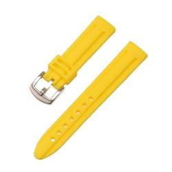 PLACKE Gummi -Uhr -Gurtgürtel Schwarz weiß rosa Diving Sport Uhrengurt Armbänder for Männer 18mm 20 mm 22 mm 24 mm (Color : Yellow, Size : 18mm) von PLACKE