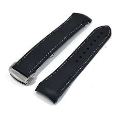 PLACKE Gummi gekrümmte Silikon Uhrenband for 20mm 22mm Fit for Omega Fit for Tissot Fit for Casio Fit for Huawei Fit for Samsung Männer Sport Wasserdichte Ersatzarmband (Color : 3, Size : 20mm) von PLACKE