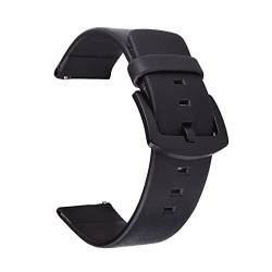 PLACKE Leder Uhrenbänder 18mm 20 mm 22 mm 24 mm Freisetzungsstifte schwarze braune Frauen Männer Uhrengurt mit schwarzer Schnalle (Color : Black, Size : 20mm) von PLACKE