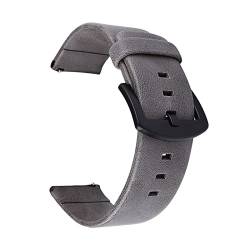 PLACKE Leder Uhrenbänder 18mm 20 mm 22 mm 24 mm Freisetzungsstifte schwarze braune Frauen Männer Uhrengurt mit schwarzer Schnalle (Color : Gray, Size : 24mm) von PLACKE