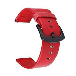 PLACKE Leder Uhrenbänder 18mm 20 mm 22 mm 24 mm Freisetzungsstifte schwarze braune Frauen Männer Uhrengurt mit schwarzer Schnalle (Color : Red, Size : 18mm) von PLACKE