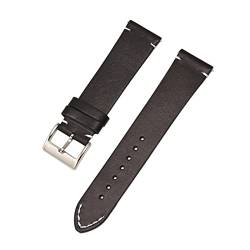 PLACKE Leder Uhrenband schwarz dunkelbraune Frauen Männer Cowhide -Uhrenbandband 12mm 14mm 16mm 18 mm 20 mm 22 mm 24 mm (Color : Black, Size : 14mm) von PLACKE