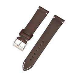 PLACKE Leder Uhrenband schwarz dunkelbraune Frauen Männer Cowhide -Uhrenbandband 12mm 14mm 16mm 18 mm 20 mm 22 mm 24 mm (Color : Darkbrown, Size : 22mm) von PLACKE