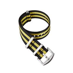 PLACKE Nylongurte fit for NATO Passt for ZULU Uhrenbandgurte Ersatz for französische Truppen Fallschirmierbeutel Männer Frauen Uhr Accessoires 20mm 22 mm (Color : Black yellow, Size : 20mm) von PLACKE