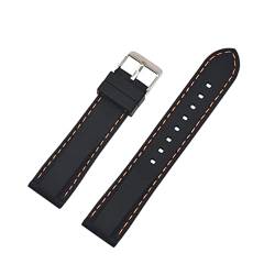 PLACKE Silikon Gummi -Sport -Uhr -Band Universal Watchband -Armband Armband 16 mm 18 mm 20 mm 22 mm 24 mm for Männer Frauen (Color : Black orange line, Size : 20mm) von PLACKE