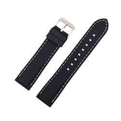 PLACKE Silikon Gummi -Sport -Uhr -Band Universal Watchband -Armband Armband 16 mm 18 mm 20 mm 22 mm 24 mm for Männer Frauen (Color : Black white line, Size : 16mm) von PLACKE