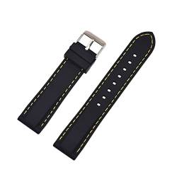 PLACKE Silikon Gummi -Sport -Uhr -Band Universal Watchband -Armband Armband 16 mm 18 mm 20 mm 22 mm 24 mm for Männer Frauen (Color : Black yellow line, Size : 18mm) von PLACKE