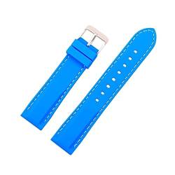 PLACKE Silikon Gummi -Sport -Uhr -Band Universal Watchband -Armband Armband 16 mm 18 mm 20 mm 22 mm 24 mm for Männer Frauen (Color : Light blue, Size : 16mm) von PLACKE
