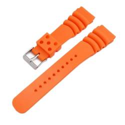 PLACKE Silikon Gummi -Uhr -Gurtband 20mm 22 mm 24 mm fit for Seiko fit for Casio Uhr Waterdes Sportgurt for Männer Frauen Generic Watchband (Color : Orange, Size : 20mm) von PLACKE