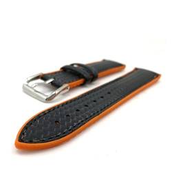 PLACKE Silikon Sport Watchband Ersatzgurt Armbänder Leder Carbonfaser 18mm 20 mm 22 mm Uhrband for Männer Frauen (Color : Orange, Size : 18mm) von PLACKE