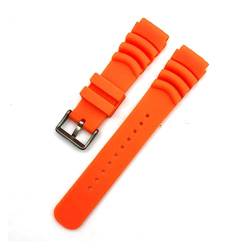 PLACKE Silikon -Sportgurt geeignet for Seiko Water of Diving Watchband Pu Gummi -Männer Ersatz Armband Band Uhr Accessoires 20mm 22 mm (Color : Orange, Size : 20mm) von PLACKE