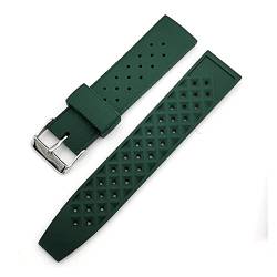 PLACKE Tropischer Gummi-Riemen Weiche Sport-Silikon-Armband-Band fit for Seiko SRP777J1 2. 0mm 22mm Männer Wasserdichte Taucher Ersatzarmband (Color : Green, Size : 20mm) von PLACKE