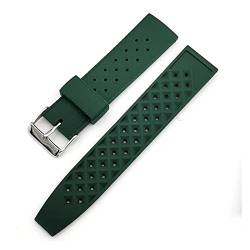 PLACKE Tropischer Gummi-Riemen Weiche Sport-Silikon-Armband-Band fit for Seiko SRP777J1 2. 0mm 22mm Männer Wasserdichte Taucher Ersatzarmband (Color : Green, Size : 22mm) von PLACKE