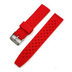 PLACKE Tropischer Gummi-Riemen Weiche Sport-Silikon-Armband-Band fit for Seiko SRP777J1 2. 0mm 22mm Männer Wasserdichte Taucher Ersatzarmband (Color : Red, Size : 22mm) von PLACKE