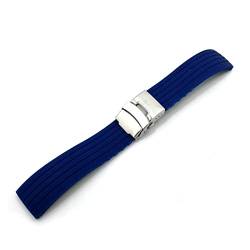 PLACKE Universal Silicon Watchband 18mm 20mm 20 mm 22 mm 24 mm Faltschnalle wasserdichte Gummi -Männer Sport Tauchen ersetzt Armbandband Uhr (Color : Darkblue silver buck, Size : 24mm) von PLACKE