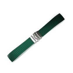 PLACKE Universal Silicon Watchband 18mm 20mm 20 mm 22 mm 24 mm Faltschnalle wasserdichte Gummi -Männer Sport Tauchen ersetzt Armbandband Uhr (Color : Green silver buckle, Size : 18mm) von PLACKE