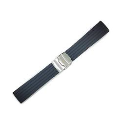 PLACKE Universal Silicon Watchband 18mm 20mm 20 mm 22 mm 24 mm Faltschnalle wasserdichte Gummi -Männer Sport Tauchen ersetzt Armbandband Uhr (Color : Grey silver buckle, Size : 18mm) von PLACKE