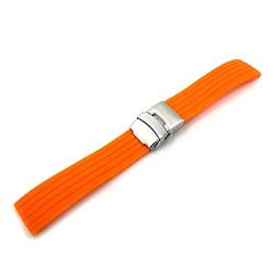 PLACKE Universal Silicon Watchband 18mm 20mm 20 mm 22 mm 24 mm Faltschnalle wasserdichte Gummi -Männer Sport Tauchen ersetzt Armbandband Uhr (Color : Orange silver buckle, Size : 20mm) von PLACKE