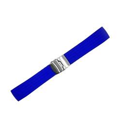 PLACKE Universal Silicon Watchband 18mm 20mm 20 mm 22 mm 24 mm Faltschnalle wasserdichte Gummi -Männer Sport Tauchen ersetzt Armbandband Uhr (Color : Royalblue silverbuck, Size : 22mm) von PLACKE