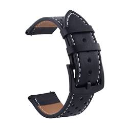 PLACKE Watchband Weichmaterial Uhrenband Handgelenkriemen 18mm 20 mm 22 mm 24 mm mit schwarzer Edelstahlschnalle (Color : Red wine, Size : 18mm) von PLACKE