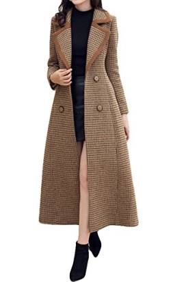 PLAER Damen charmante warme Wollmantel Trenchjacke Winter Langen Mantel Outwear (EU40, Stil 3 - Braun) von PLAER