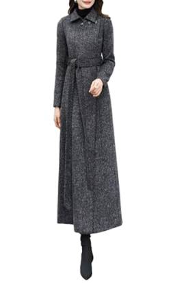 PLAERPENER Damen Kaschmir Wolle Trenchcoat Winter Warm Dicke Zweireiher Lange Jacke, Dunkelgrau - Stil 15, 36 von PLAERPENER