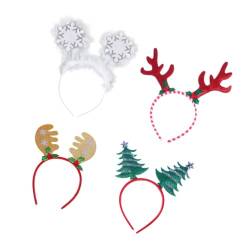 PLAFOPE 4 Stück Partyzubehör Rentier-stirnband Weihnachtsparty Liefert Weihnachtsmann-stirnband Damen Stirnbänder Haargummis Für Frauen Weihnachtsbaum Haarband Haarkleid Geweih Kopftaste von PLAFOPE