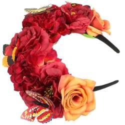 PLAFOPE Künstliches Blumen Stirnband Blumen Kopfschmuck Schmetterlings Haarschmuck Halloween Kopfschmuck Für Frauen Blumen Stirnband Für Frauen Halloween Stirnbänder Schmetterlings von PLAFOPE