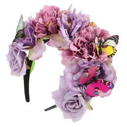 PLAFOPE Künstliches Blumen Stirnband Cosplay Stirnband Blumen Stirnband Für Frauen Fascinator Kopfschmuck Blumen Kopfschmuck Abschlussball Kopfschmuck Halloween Stirnband von PLAFOPE