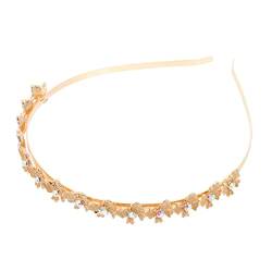 PLAFOPE goldenes Stirnband Kopfschmuck für die Braut Schleifenstirnbänder für Mädchen hair accessories for hochzeitshaar schmuck Haarband Haarschmuck für die Hochzeit Strassdekor von PLAFOPE