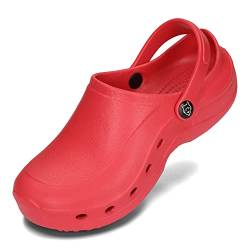 PLAME Damen Eva Clogs Gartenclogs Freizeitschuhe Wasserdicht Sehr Leicht Gartenschuhe 36-41 EU (Rot, EU Schuhgrößensystem, Erwachsene, Numerisch, M, 38) von PLAME