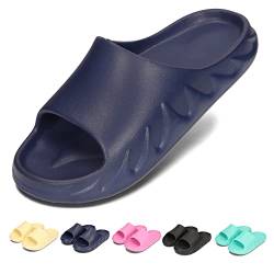 PLAME Unisex Badelatschen EVA Schaum Slides Badeschuhe Sommer Rutschfeste Plateau Super Weiche Schlappen 36-46 EU (Marineblau, eu_footwear_size_system, adult, men, numeric, medium, numeric_42) von PLAME