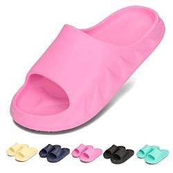 PLAME Unisex Badelatschen EVA Schaum Slides Badeschuhe Sommer Rutschfeste Plateau Super Weiche Schlappen 36-46 EU (Rosa, eu_footwear_size_system, adult, women, numeric, medium, numeric_37) von PLAME