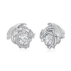 Drachen Ohrringe aus Sterling Silber, hypoallergen. Drachen Ohrringe für Damen Mädchen Geschenk (04-April) von PLATYCO