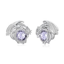 Drachen Ohrringe aus Sterling Silber, hypoallergen. Drachen Ohrringe für Damen Mädchen Geschenk (06-Juni) von PLATYCO