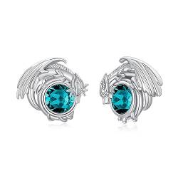 Drachen Ohrringe aus Sterling Silber, hypoallergen. Drachen Ohrringe für Damen Mädchen Geschenk (12-Dezember) von PLATYCO