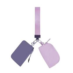 Doppeltasche, Handgelenktasche für Damen, Doppeltasche, Handgelenk, Münzbörse, Reißverschluss, tragbar, Schlüsselanhänger, Geldbörse, Münzgeldbörse, Light Purple Cloud P von PLCPDM