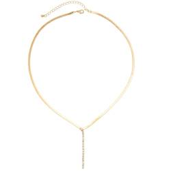 PLCPDM Atemberaubende Zirkonia-Halskette, verstellbar, Y-Form, Quasten, lange Schlüsselbeinkette für Partys und Versammlungen, Wie abgebildet von PLCPDM